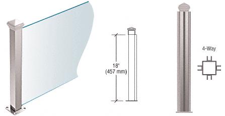 CRL Polished Stainless 18" High 1-1/2" Square PP44 Elegant Series Counter/Partition 4-Way Post