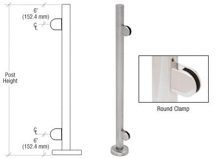 CRL 36" Brushed Stainless Steel Round Glass Clamp End Post Railing Kit