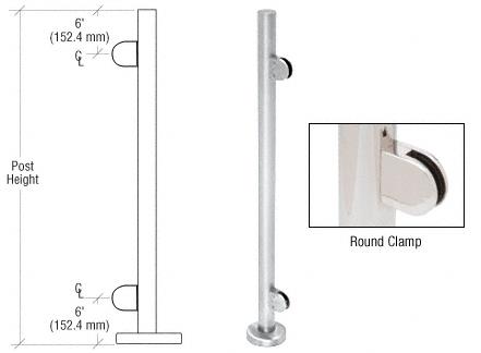 CRL 36" Polished Stainless Steel Round Glass Clamp End Post Railing Kit
