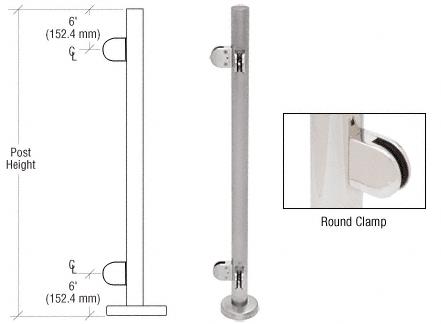 CRL 36" Brushed Stainless Steel Round Glass Clamp 90 Degree Corner Post Railing Kit