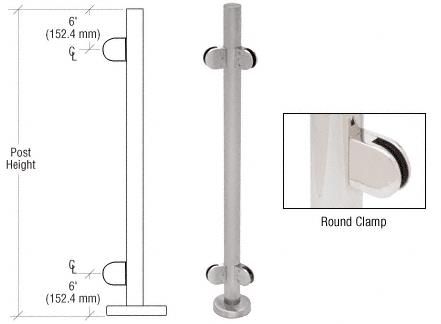 CRL 42" Brushed Stainless Steel Round Glass Clamp 135 Degree Center Post Railing Kit