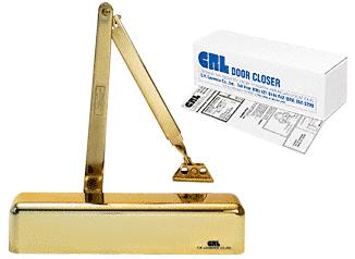 CRL PR72 Bright Gold Finish Delayed Action Adjustable Spring Power Size 1/2 to 4 Surface Mount Door Closer
