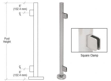 CRL 36" Brushed Stainless Steel Square Glass Clamp End Post Railing Kit