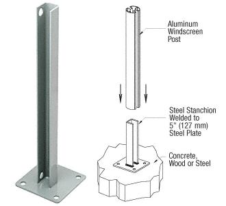 CRL AWS Agate Gray 180 Degree Welded Steel Surface Mount Stanchions For Round, Rectangular Center or End Post