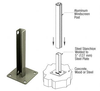CRL AWS Beige Gray 90 Degree Round Welded Steel Surface Mount Stanchion