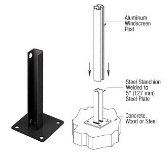 CRL AWS Black 90 Degree Round Welded Steel Surface Mount Stanchion