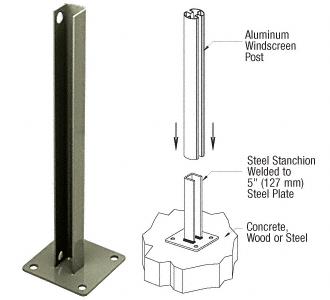 CRL AWS Beige Gray 90 Degree Welded Steel Surface Mount Stanchions For Rectangular Corner Post