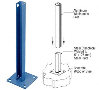 CRL AWS Custom 90 Degree Welded Steel Surface Mount Stanchions For Rectangular Corner Post