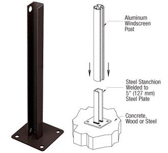 CRL AWS Bronze 135 Degree Welded Steel Surface Mount Stanchions For Round Center Post