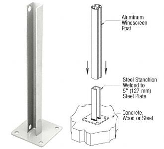 CRL AWS Sky White 135 Degree Welded Steel Surface Mount Stanchions For Round Center Post
