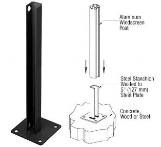 CRL AWS Black 135 Degree Welded Steel Surface Mount Stanchions For Round Center Post