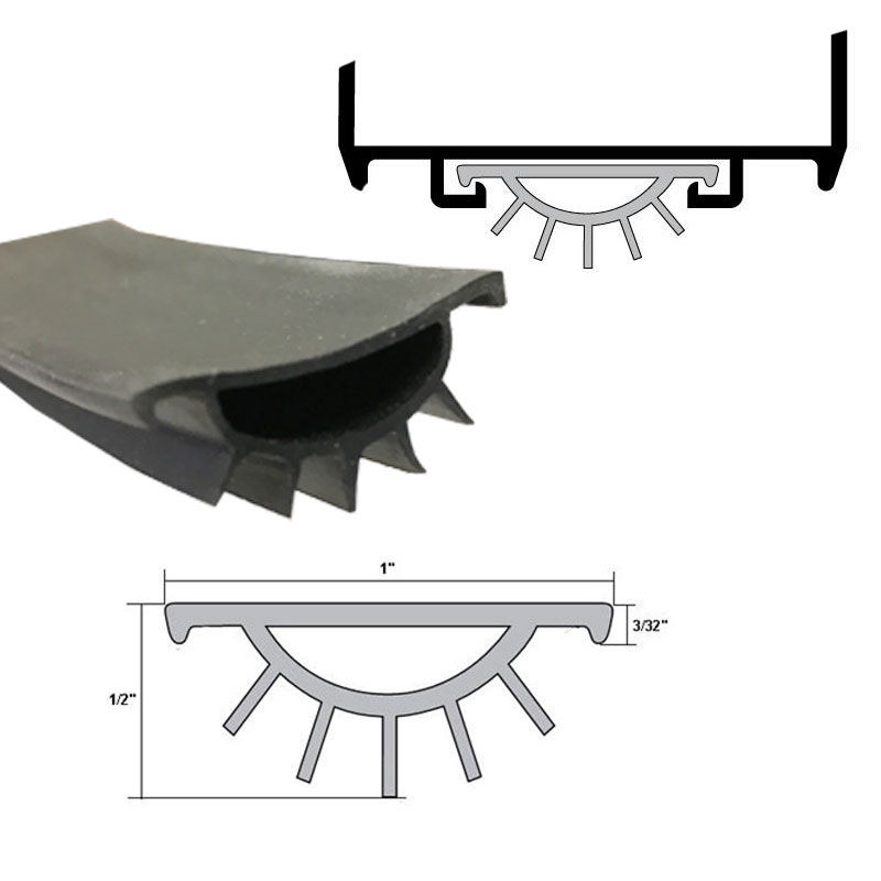Gordon Glass&#174; Replacement Vinyl Weatherseal for Wrap Around Door Bottom Shoe, Black - 36"