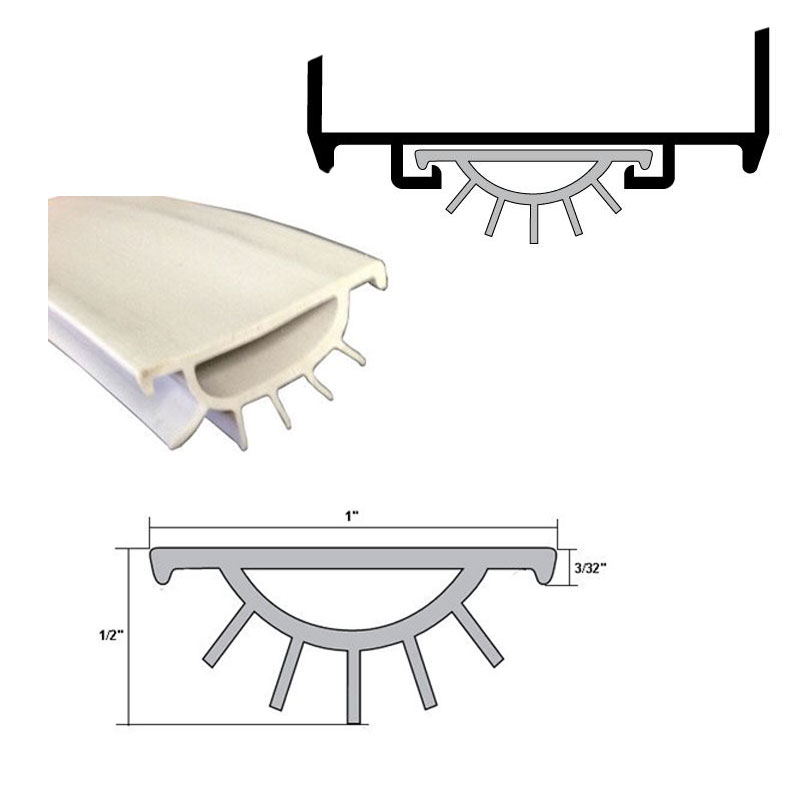 Gordon Glass&#174; Replacement Vinyl Weatherseal for Wrap Around Door Bottom Shoe, Gray - 36"