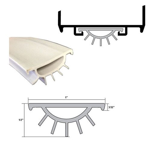Gordon Glass&#174; Pemko EV9GR Replacement Gray Vinyl Weatherseal for Door Bottom Door Shoes for 36" Door