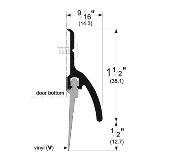 Pemko 345AV36 Aluminum Finish Door Bottom Sweep with Vinyl Insert for 36" Door