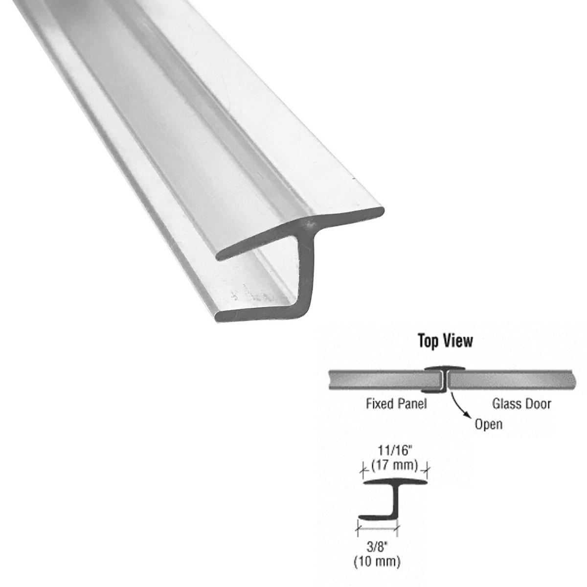 Gordon Glass&#174; Polycarbonate "h" Jamb with Hard Leg 180 Degree for 1/4" Glass - 73 in long