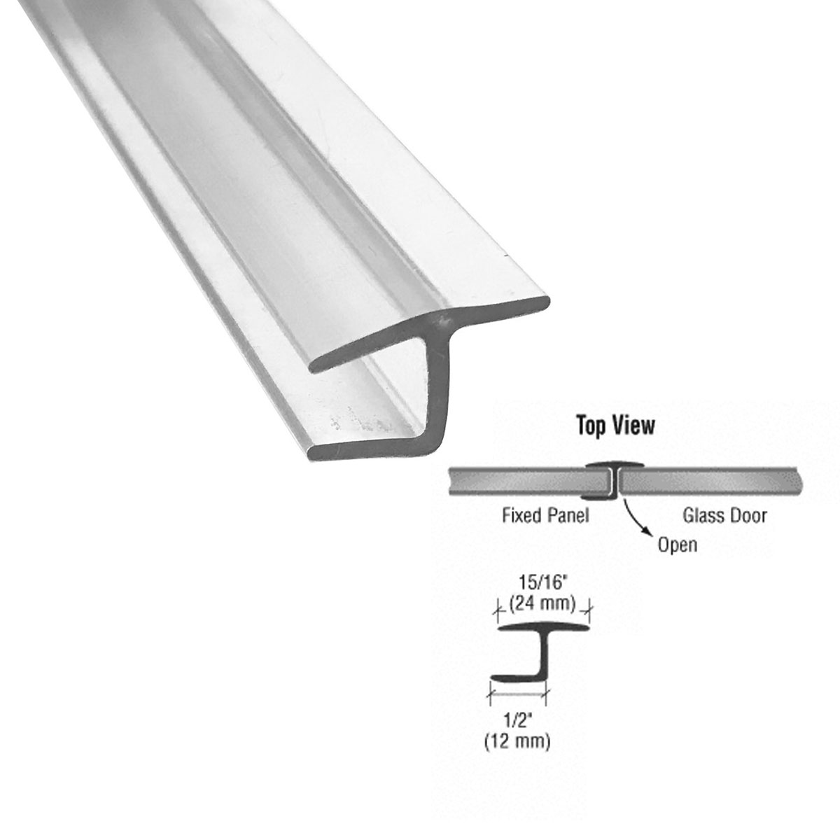 Gordon Glass&#174; Polycarbonate "h" Jamb with Hard Leg 180 Degree for 3/8" Glass - 73 in long