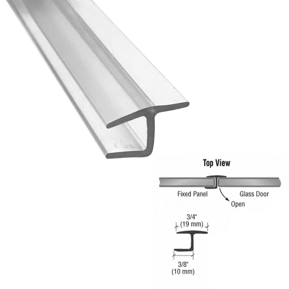Gordon Glass&#174; Polycarbonate "h" Jamb with Hard Leg 180 Degree for 5/16" Glass - 73 in long