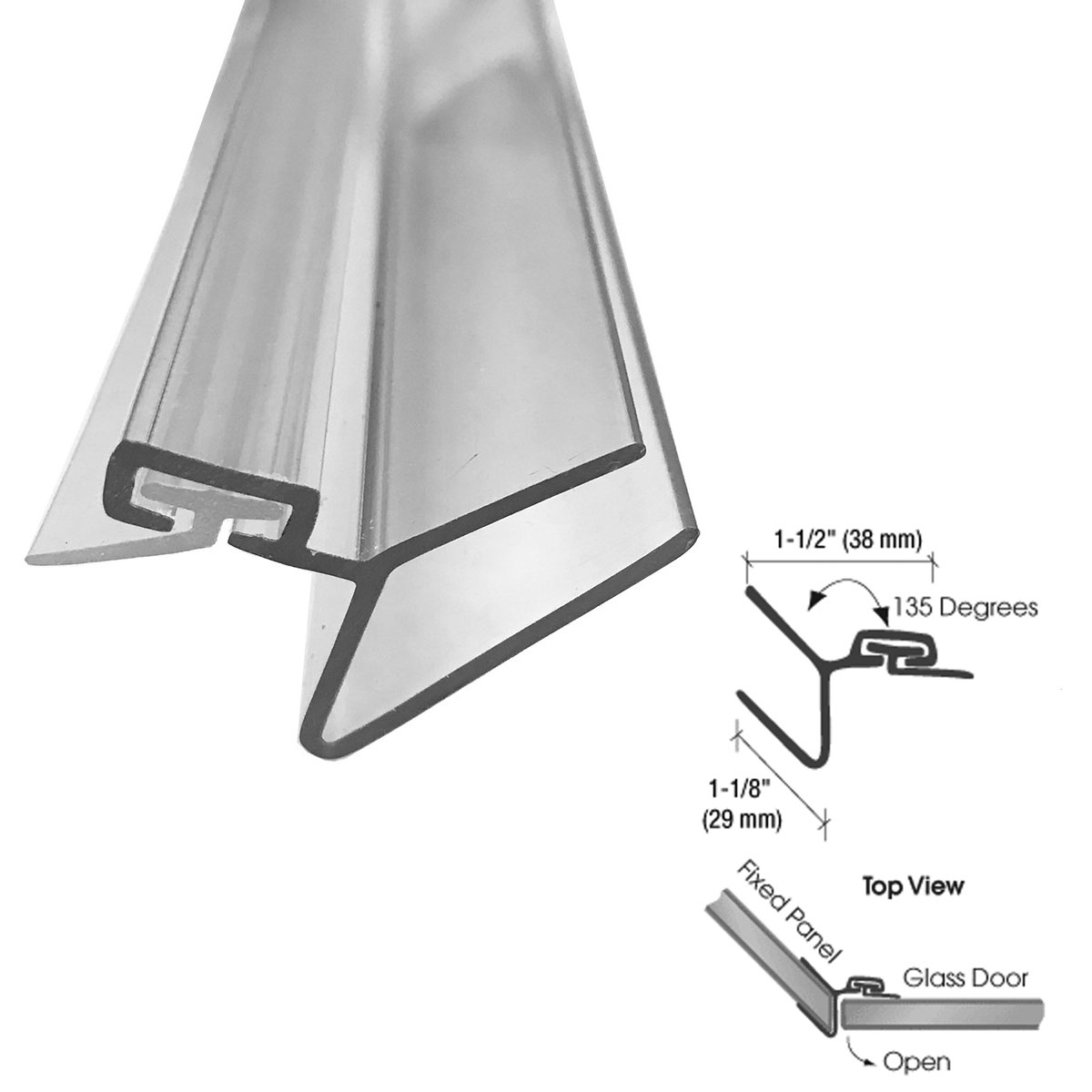 Gordon Glass&#174; Polycarbonate 135 Degree Strike Jamb for 3/8" Glass - 73 in long