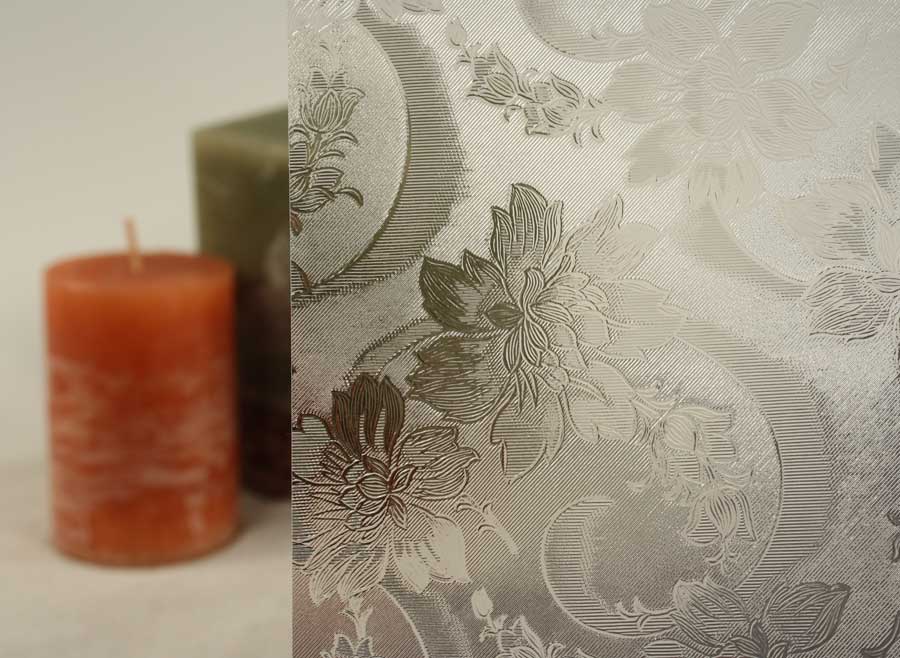 Clear Etched Flower Pattern Static Cling Window Film, 36" Wide x 1 yd.  Sold by the yard as one continuous roll.