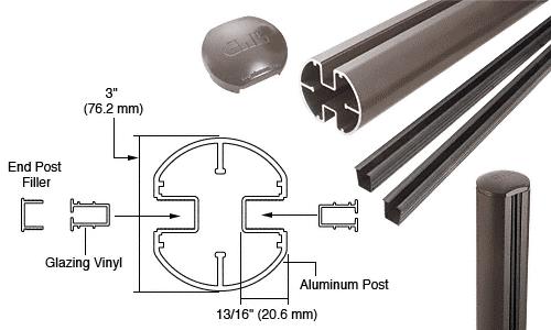 CRL Matte Bronze 3" Diameter Round 180 Degree 36" Center Post Kit