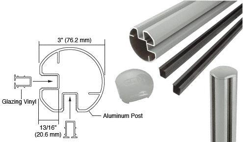 CRL 3" Diameter Round 90 Degree Agate Gray 36"  Corner Post Kits