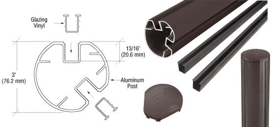 CRL AWS 3" Diameter Round 135 Degree Bronze 48" Post Kit