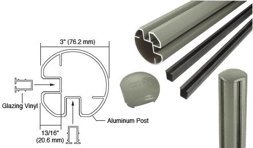 CRL  AWS  3" Diameter Round 90 Degree Beige Gray 60" Corner Post Kits