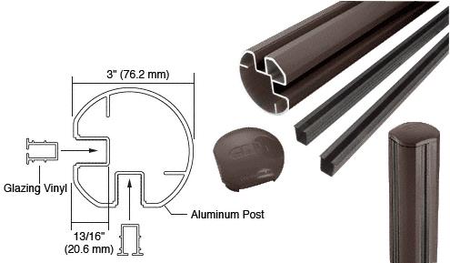 CRL  AWS 3" Diameter Round 90 Degree Bronze 60" Corner Post Kits