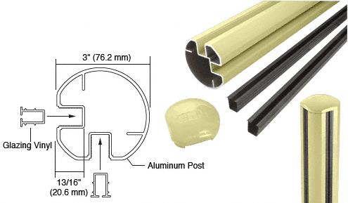 CRL Chromate (Unfinished) AWS  3" Diameter Round 90 Degree 60" Corner Post Kits