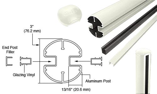 CRL  AWS 3" Diameter Round 180 Degree Oyster White 60" End Post Kits