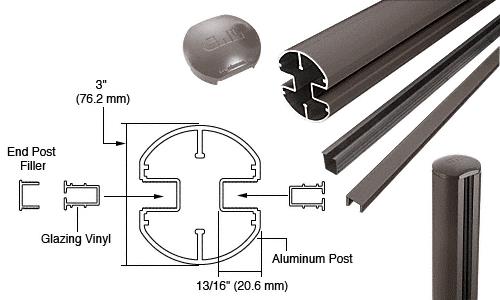 CRL  AWS 3" Diameter Round 180 Degree Bronze 60" End Post Kits