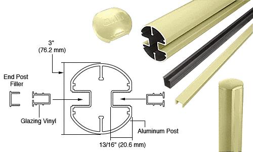 CRL Chromate (Unfinished) AWS 3" Diameter Round 180 Degree 60" End Post Kits