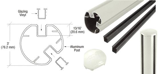 CRL AWS 3" Diameter Round 135 Degree Oyster White 72" Post Kit