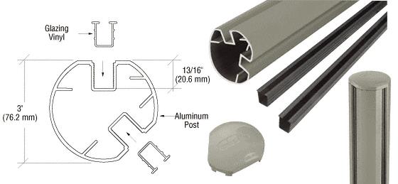 CRL AWS 3" Diameter Round 135 Degree Beige Gray 72" Post Kit