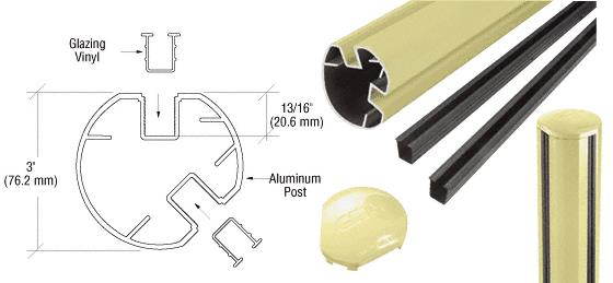 CRL Chromate (Unfinished) AWS 3" Diameter Round 135 Degree 72" Post Kit