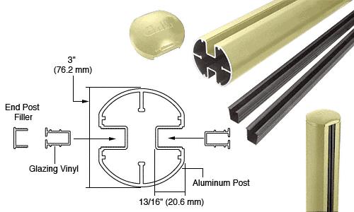 CRL Chromate (Unfinished) AWS 3" Diameter Round 180 Degree 72" Center Post Kits