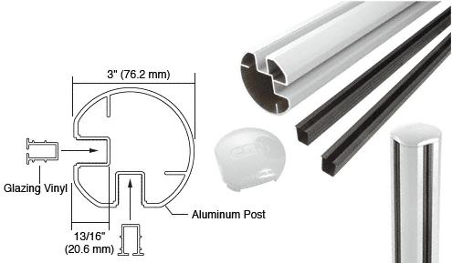 CRL  AWS 3" Diameter Round 90 Degree Sky White 72" Corner Post Kits