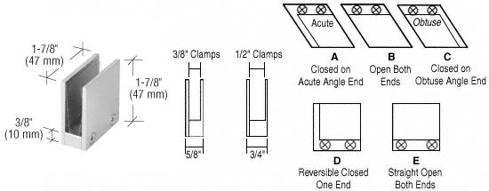CRL  1/2" Brushed Nickel 90 Degree Straight Open Center Clamps Type "E" Stair and Walkway Railings