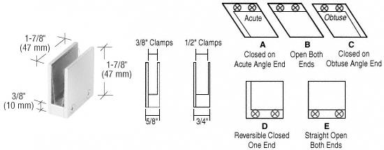 CRL 1/2" Chrome 90 Degree Straight Open Center Clamps Type "E" Stair and Walkway Railings