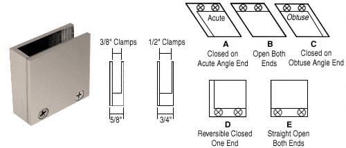 CRL 3/8" Brushed Nickel 90 Degree Straight End Clamp Type "D" Stair and Walkway Railings