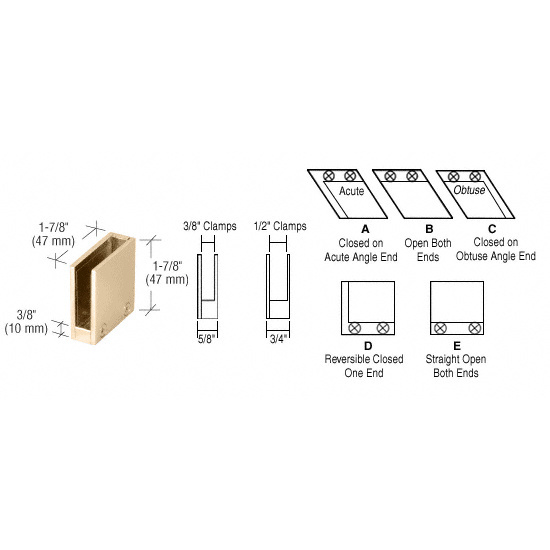 CRL  3/8" Polished Brass 90 Degree Straight End Clamp Type "D" Stair and Walkway Railings