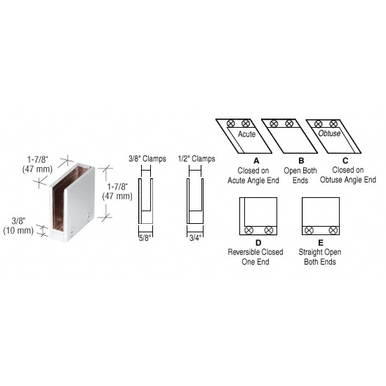 CRL 3/8" Chrome 90 Degree Straight End Clamp Type "D" Stair and Walkway Railings