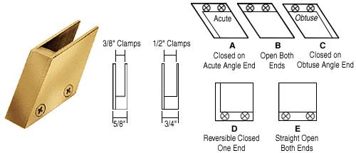 CRL 1/2" Brass 52 Degree Slant Acute End Clamp Type "A" Stair and Walkway Railings