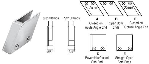 CRL 1/2" Chrome 52 Degree Slant Acute End Clamp Type "A" Stair and Walkway Railings
