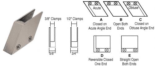 CRL 3/8" Brushed Nickel 52 Degree Slant Acute End Clamp Type "A" Stair and Walkway Railings
