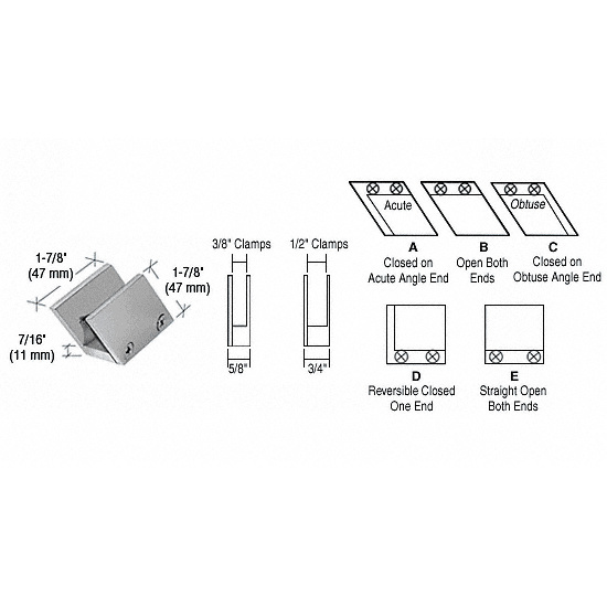 CRL 1/2" Brushed Nickel 52 Degree Slant Open Center Clamp Type "B" Stair and Walkway Railings