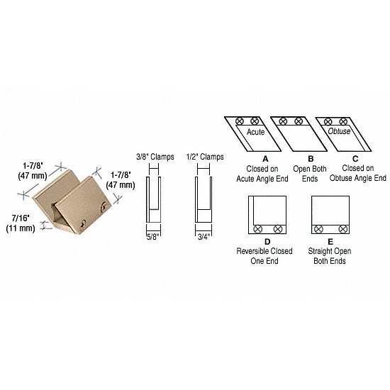 CRL 1/2" Polished Brass 52 Degree Slant Open Center Clamp Type "B" Stair and Walkway Railings
