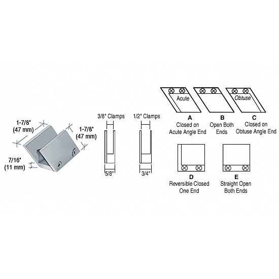CRL 3/8" Chrome 52 Degree Slant Open Center Clamp Type "B" Stair and Walkway Railings