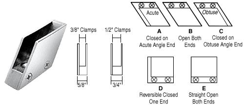 CRL  1/2" Chrome 128 Degree Slant Obtuse End Clamp Type "C" Stair and Walkway Railings